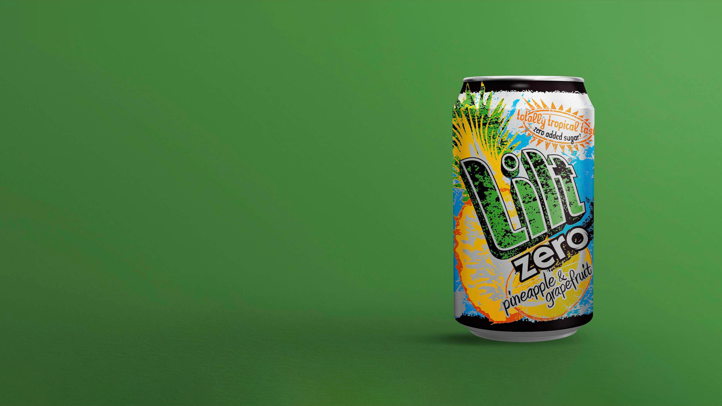 Lilt can on green background